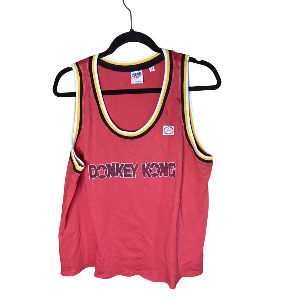 Junk Food Nintendo Donkey Kong Tank Top Red Retro Graphic Jersey Shirt Womens 1X